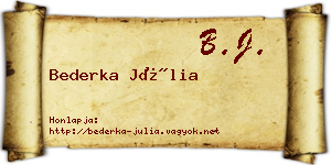 Bederka Júlia névjegykártya
